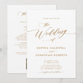 Bijgewerkte All in One Goud Calligrafie Bruiloft Kaart (Voorkant / Achterkant)