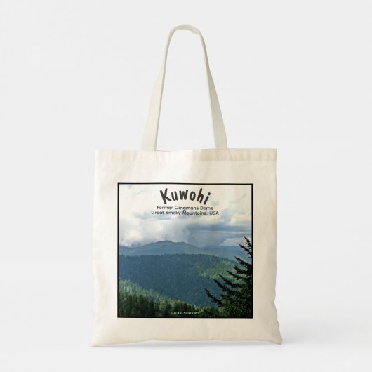 Bijgewerkte 'Cloud Shadows' Kuwohi Clingmans Dome Tote Bag (Achterkant)