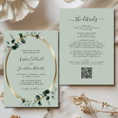 Bijgewerkte Eucalyptus Gold Sage All in One Weddin Kaart