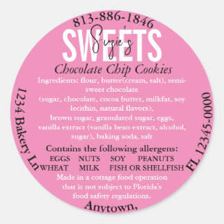 Bijgewerkte Florida State Cottage Law ingrediënten Ronde Sticker