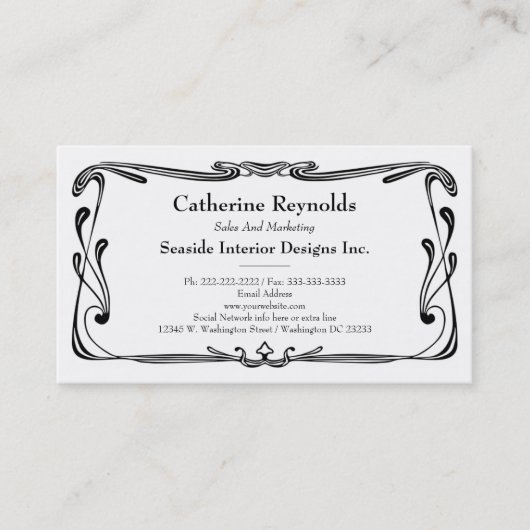 Bijgewerkte herkansing art deco-grens eenvoudige b visitekaartje (Voorkant)