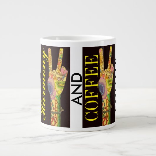 Bijgewerkte Liefde en Koffie = PEACE Jumbo Mok (Voorkant)