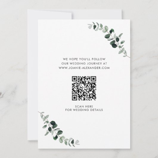Bijgewerkte QR-code Eucalyptus Greenery Gold Save The Date (Achterkant)