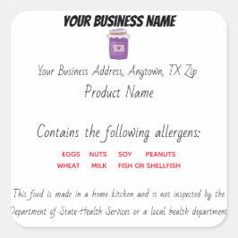 Bijgewerkte Texas Cottage Law Food Label sticker