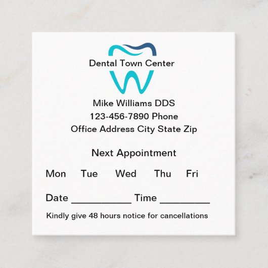 Bijgewerkte Visitekaartje voor herbenoeming van De Afsprakenkaartje (Voorkant)