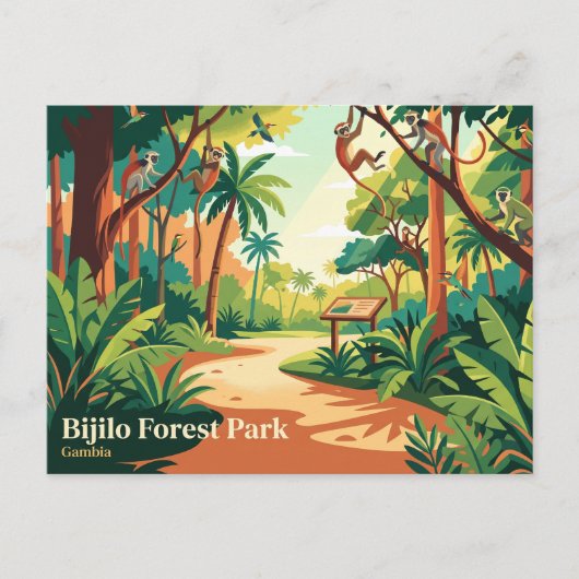 Bijilo Forest Park (apenpark) Gambia Briefkaart (Voorkant)