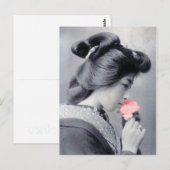 Bijin met reproductie van bloeiend briefkaart (Voorkant / Achterkant)