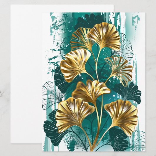 Bijkantoor met Golden Leaves Ginko Biloba Aankondiging (Voorkant / Achterkant)