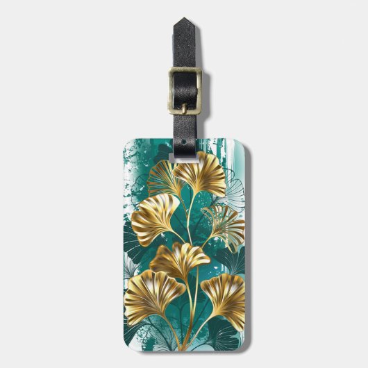 Bijkantoor met Golden Leaves Ginko Biloba Bagagelabel (Voorkant verticaal)