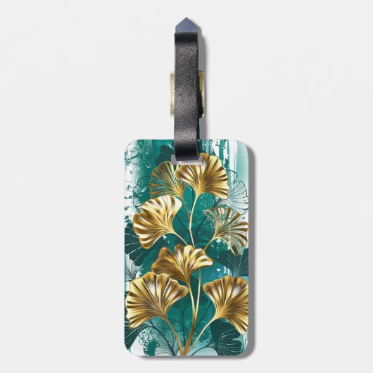 Bijkantoor met Golden Leaves Ginko Biloba Bagagelabel (Achterkant verticaal)