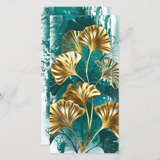 Bijkantoor met Golden Leaves Ginko Biloba Bedankkaart (Voorkant / Achterkant)