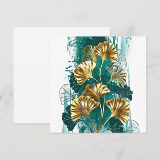 Bijkantoor met Golden Leaves Ginko Biloba Bedankkaart (Voorkant / Achterkant)