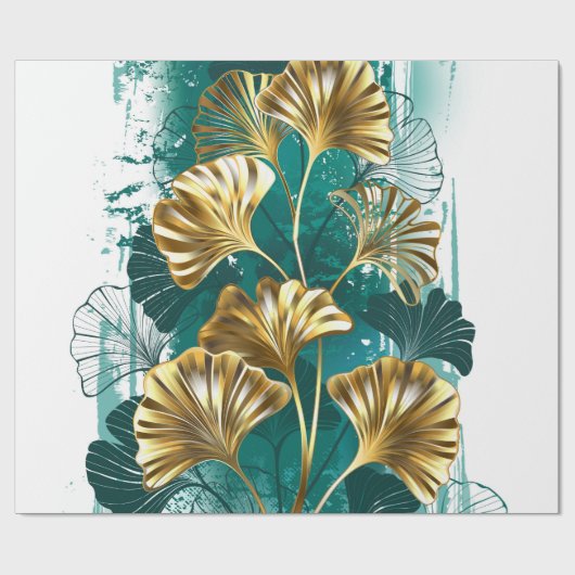 Bijkantoor met Golden Leaves Ginko Biloba Cadeaupapier (Vlak)