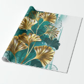 Bijkantoor met Golden Leaves Ginko Biloba Cadeaupapier (Uitgerold)
