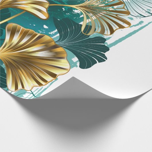 Bijkantoor met Golden Leaves Ginko Biloba Cadeaupapier (Hoek)