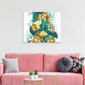 Bijkantoor met Golden Leaves Ginko Biloba Canvas Afdruk (Insitu (Woonkamer))