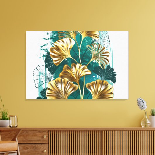 Bijkantoor met Golden Leaves Ginko Biloba Canvas Afdruk (Insitu (Woonkamer))