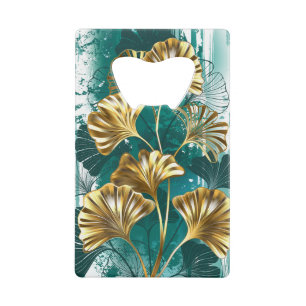 Bijkantoor met Golden Leaves Ginko Biloba Creditkaart Flessenopener