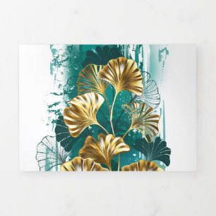 Bijkantoor met Golden Leaves Ginko Biloba Drieluik Programma