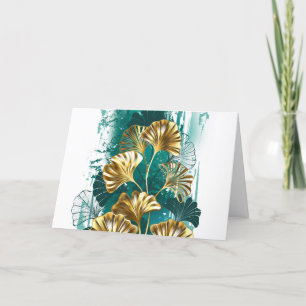 Bijkantoor met Golden Leaves Ginko Biloba Feestdagen Kaart