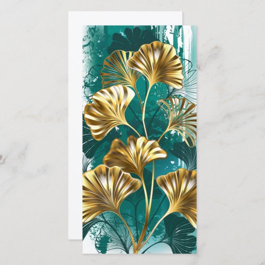 Bijkantoor met Golden Leaves Ginko Biloba Feestdagenkaart (Voorkant / Achterkant)