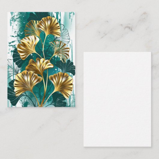 Bijkantoor met Golden Leaves Ginko Biloba Informatiekaartje (Voorkant / Achterkant)