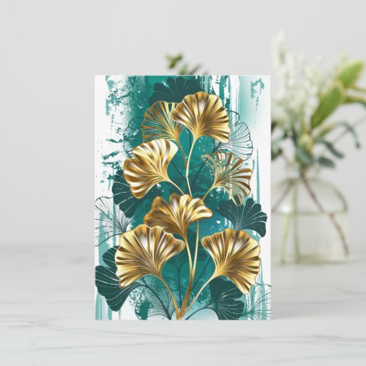 Bijkantoor met Golden Leaves Ginko Biloba Informatiekaartje (Staand voorkant)