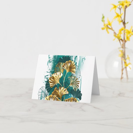 Bijkantoor met Golden Leaves Ginko Biloba Kaart (Gele Bloem)