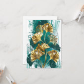 Bijkantoor met Golden Leaves Ginko Biloba Kaart (Voorkant / Achterkant in situ)