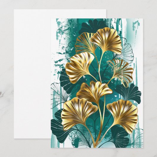 Bijkantoor met Golden Leaves Ginko Biloba Kaart (Voorkant / Achterkant)