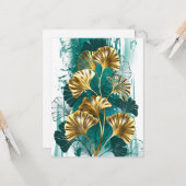 Bijkantoor met Golden Leaves Ginko Biloba Kaart (Voorkant / Achterkant in situ)