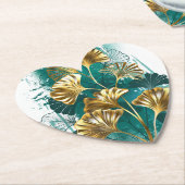 Bijkantoor met Golden Leaves Ginko Biloba Kartonnen Onderzetters (Gekanteld)