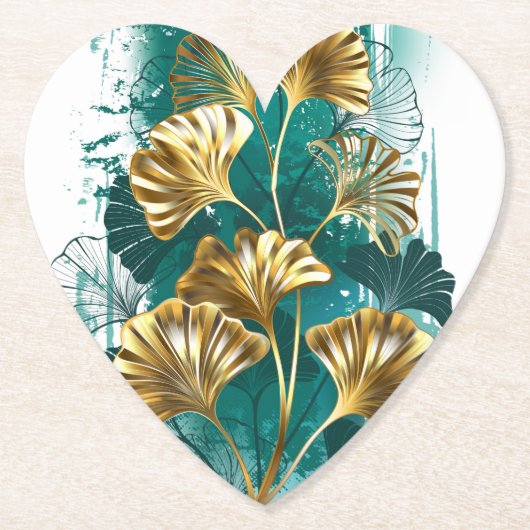 Bijkantoor met Golden Leaves Ginko Biloba Kartonnen Onderzetters (Voorkant)