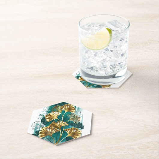 Bijkantoor met Golden Leaves Ginko Biloba Kartonnen Onderzetters (Insitu)