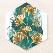Bijkantoor met Golden Leaves Ginko Biloba Kartonnen Onderzetters (Voorkant)