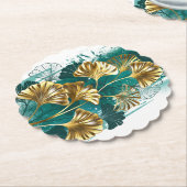 Bijkantoor met Golden Leaves Ginko Biloba Kartonnen Onderzetters (Gekanteld)