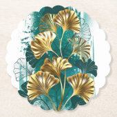 Bijkantoor met Golden Leaves Ginko Biloba Kartonnen Onderzetters (Voorkant)