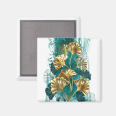 Bijkantoor met Golden Leaves Ginko Biloba Magneet (Voorkant / Achterkant)