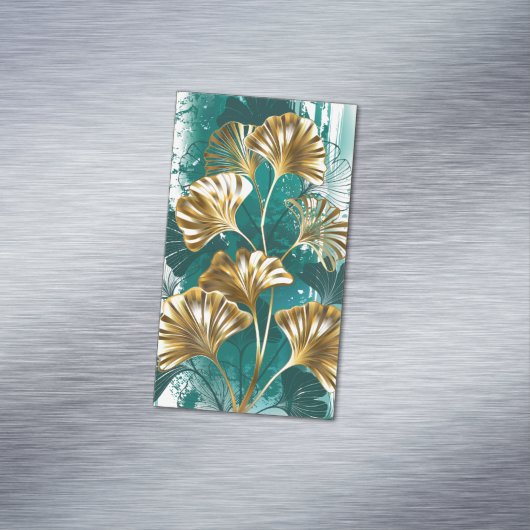 Bijkantoor met Golden Leaves Ginko Biloba Magnetisch Visitekaartje (Voorbeeld)