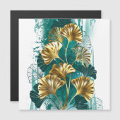 Bijkantoor met Golden Leaves Ginko Biloba Magnetische Uitnodiging (Voorkant / Achterkant)