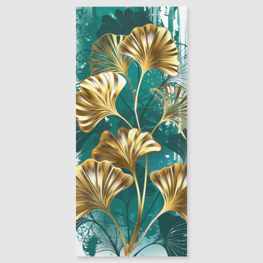 Bijkantoor met Golden Leaves Ginko Biloba Magnetische Uitnodiging (Voorkant)