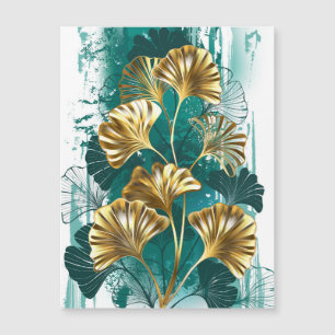 Bijkantoor met Golden Leaves Ginko Biloba Magnetische Uitnodiging