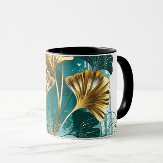 Bijkantoor met Golden Leaves Ginko Biloba Mok (Voorkant rechts)
