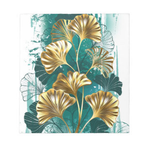 Bijkantoor met Golden Leaves Ginko Biloba Notitieblok