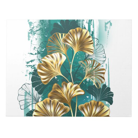 Bijkantoor met Golden Leaves Ginko Biloba Notitieblok (Voorkant)