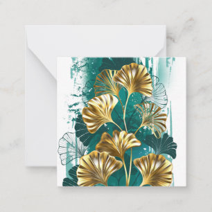Bijkantoor met Golden Leaves Ginko Biloba Notitiekaartje