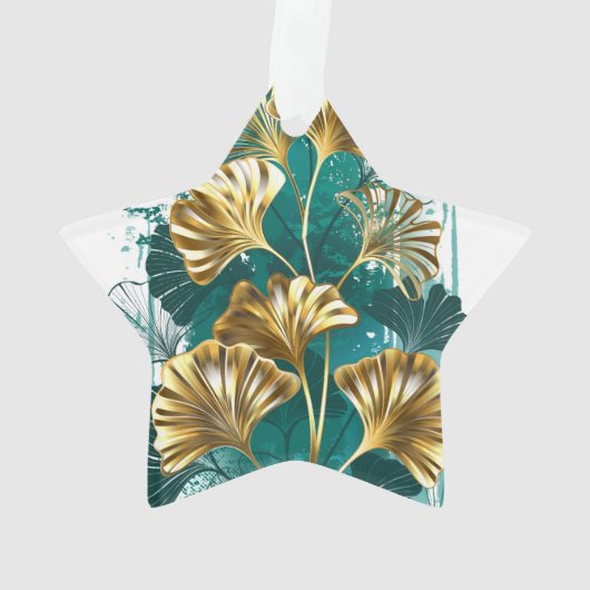 Bijkantoor met Golden Leaves Ginko Biloba Ornament (achterkant)