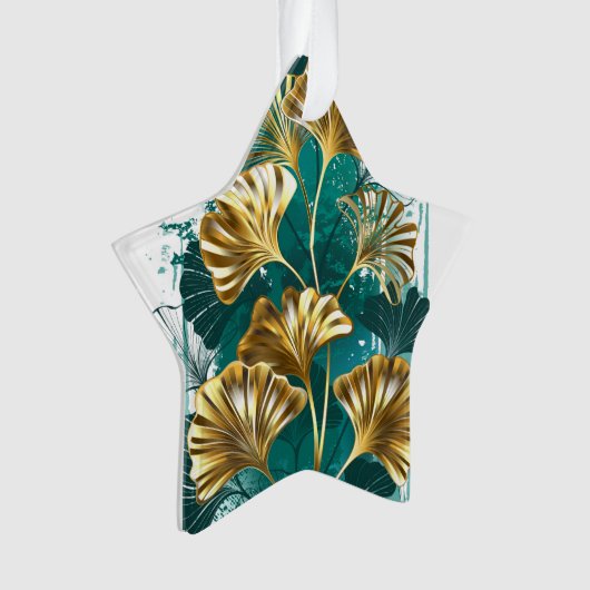 Bijkantoor met Golden Leaves Ginko Biloba Ornament (voorkant)