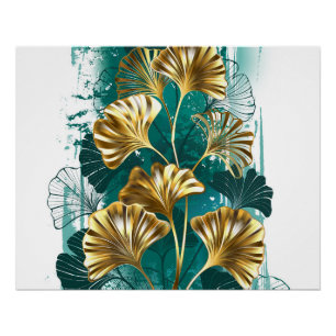 Bijkantoor met Golden Leaves Ginko Biloba Perfect Poster