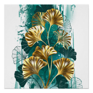 Bijkantoor met Golden Leaves Ginko Biloba Perfect Poster